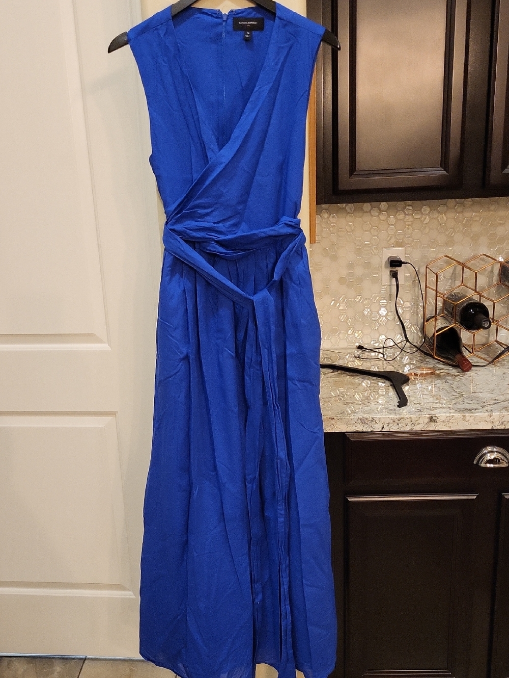 Banana Republic Factory Blue Cotton Voile Wrap Maxi Dress Sz 16